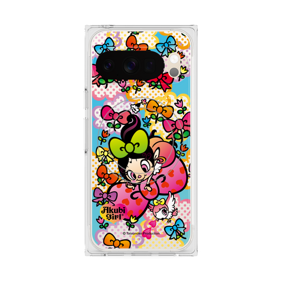 プレミアムスクエアケース with Pixelsnap［ アクビガール - フラワーリボン ］