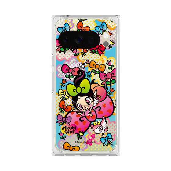 プレミアムスクエアケース with Pixelsnap［ アクビガール - フラワーリボン ］