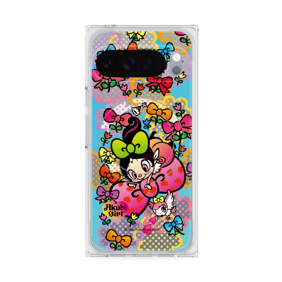 プレミアムスクエアケース with Pixelsnap［ アクビガール - フラワーリボン ］