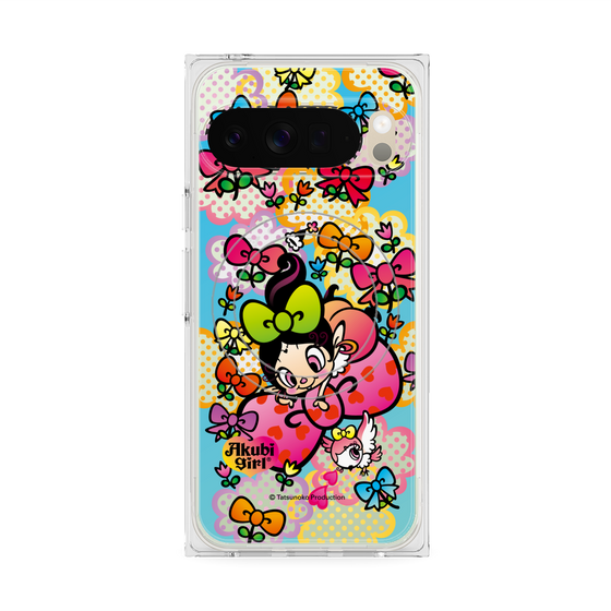 プレミアムスクエアケース with Pixelsnap［ アクビガール - フラワーリボン ］