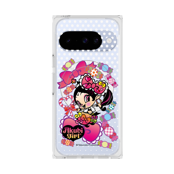 プレミアムスクエアケース with Pixelsnap［ アクビガール - キャンディーリボン ］