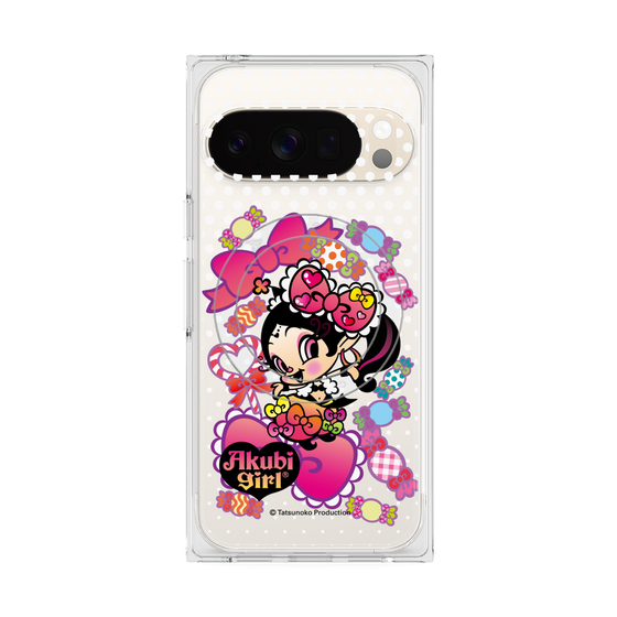 プレミアムスクエアケース with Pixelsnap［ アクビガール - キャンディーリボン ］