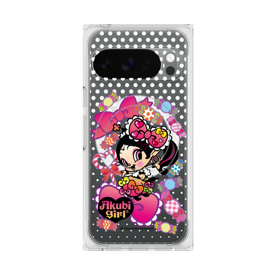 プレミアムスクエアケース with Pixelsnap［ アクビガール - キャンディーリボン ］
