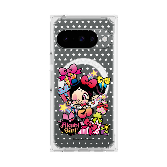 プレミアムスクエアケース with Pixelsnap［ アクビガール - プレゼントリボン ］