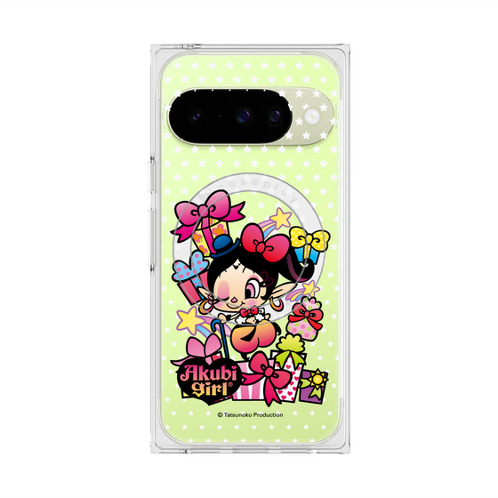 プレミアムスクエアケース with Pixelsnap［ アクビガール - プレゼントリボン ］
