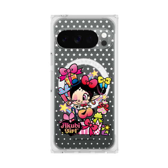 プレミアムスクエアケース with Pixelsnap［ アクビガール - プレゼントリボン ］