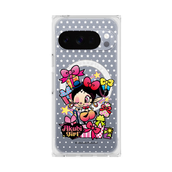 プレミアムスクエアケース with Pixelsnap［ アクビガール - プレゼントリボン ］
