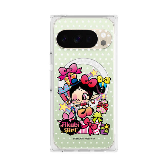 プレミアムスクエアケース with Pixelsnap［ アクビガール - プレゼントリボン ］