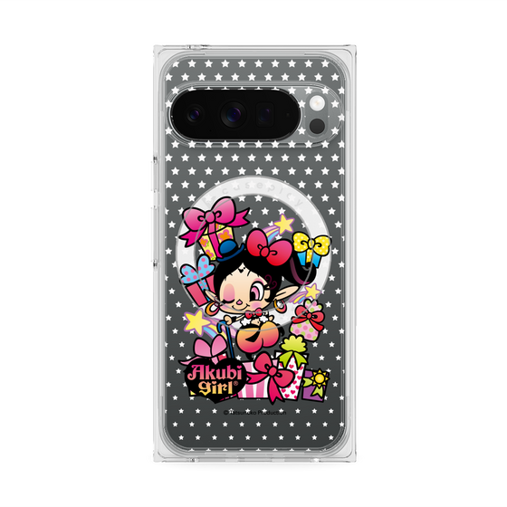 プレミアムスクエアケース with Pixelsnap［ アクビガール - プレゼントリボン ］