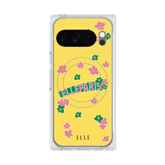 プレミアムスクエアケース with Pixelsnap［ ELLE - フラワー ］