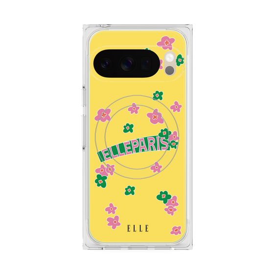 プレミアムスクエアケース with Pixelsnap［ ELLE - フラワー ］