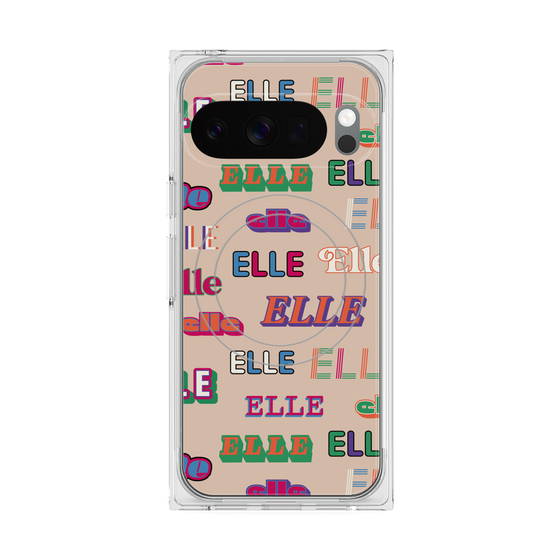 プレミアムスクエアケース with Pixelsnap［ ELLE - ミックスロゴ ］