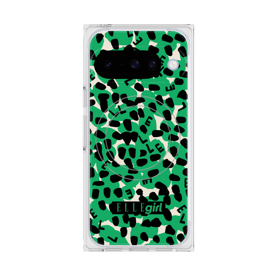 プレミアムスクエアケース with Pixelsnap［ ELLEgirl - レオパード - Green ］