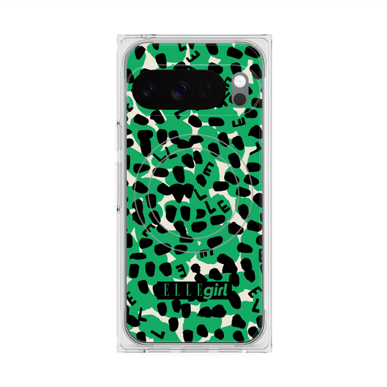 プレミアムスクエアケース with Pixelsnap［ ELLEgirl - レオパード - Green ］
