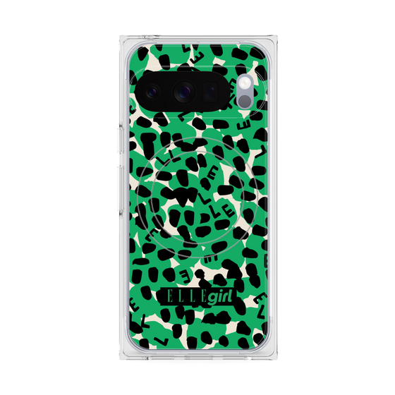 プレミアムスクエアケース with Pixelsnap［ ELLEgirl - レオパード - Green ］