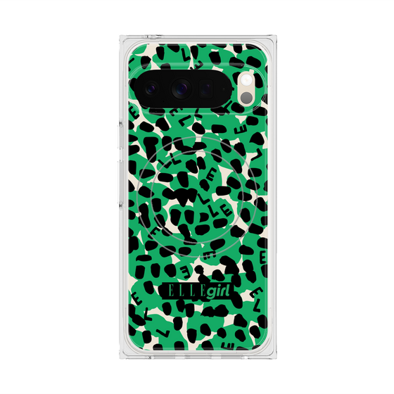 プレミアムスクエアケース with Pixelsnap［ ELLEgirl - レオパード - Green ］