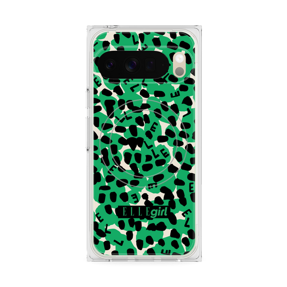 プレミアムスクエアケース with Pixelsnap［ ELLEgirl - レオパード - Green ］