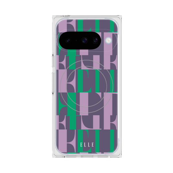 プレミアムスクエアケース with Pixelsnap［ ELLE - カットロゴ - ウィンター ］