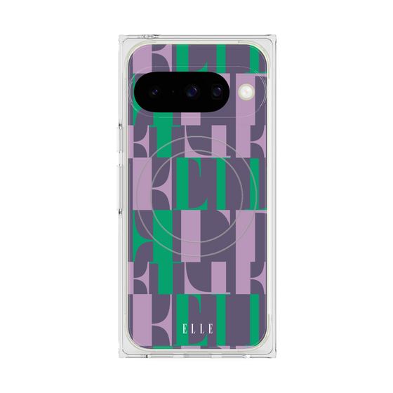 プレミアムスクエアケース with Pixelsnap［ ELLE - カットロゴ - ウィンター ］