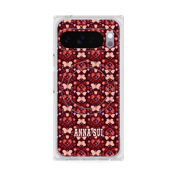 プレミアムスクエアケース with Pixelsnap［ ANNA SUI - バタフライハーツ - レッド ］
