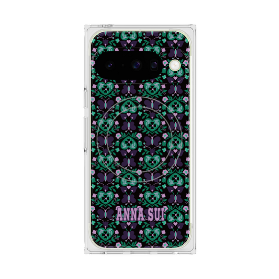 プレミアムスクエアケース with Pixelsnap［ ANNA SUI - バタフライハーツ - グリーン ］