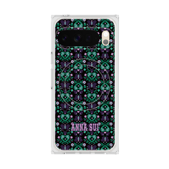 プレミアムスクエアケース with Pixelsnap［ ANNA SUI - バタフライハーツ - グリーン ］