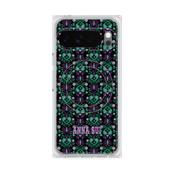 プレミアムスクエアケース with Pixelsnap［ ANNA SUI - バタフライハーツ - グリーン ］