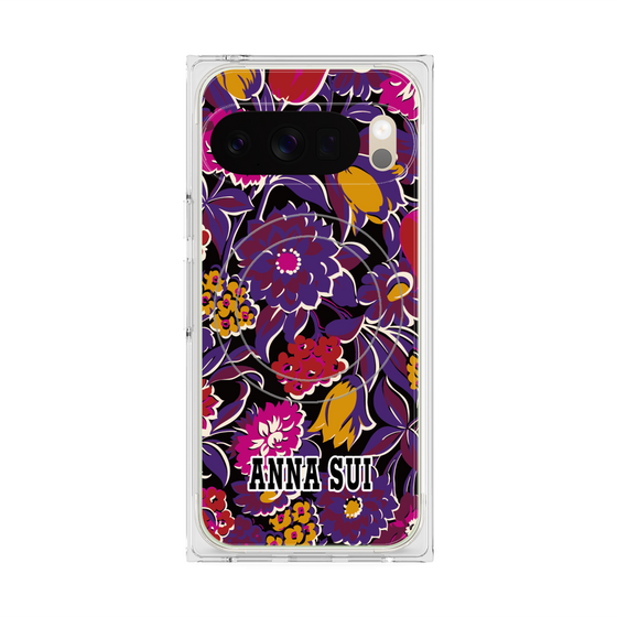プレミアムスクエアケース with Pixelsnap［ ANNA SUI - ガーデンフワラー - マゼンタ ］
