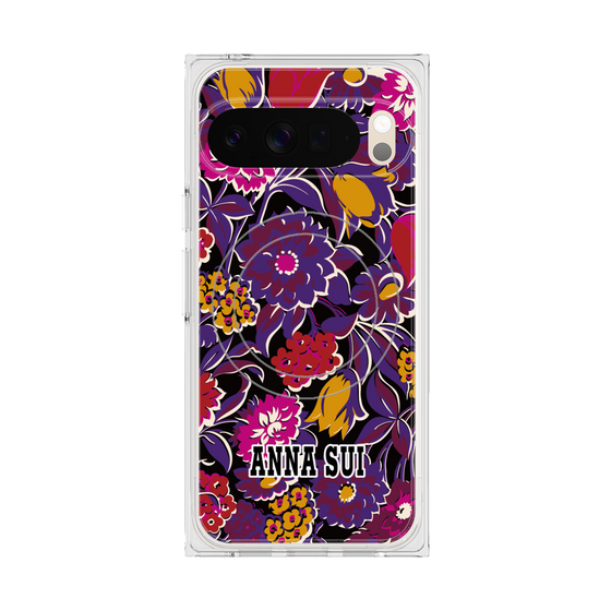 プレミアムスクエアケース with Pixelsnap［ ANNA SUI - ガーデンフワラー - マゼンタ ］