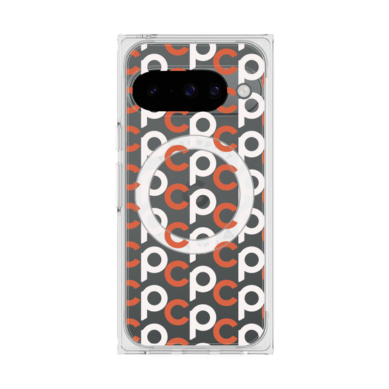 プレミアムスクエアケース with Pixelsnap［ オリジナル - CASEPLAYイニシャル総柄 - オレンジ ］