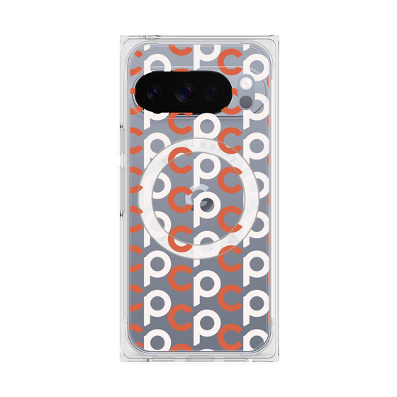 プレミアムスクエアケース with Pixelsnap［ オリジナル - CASEPLAYイニシャル総柄 - オレンジ ］