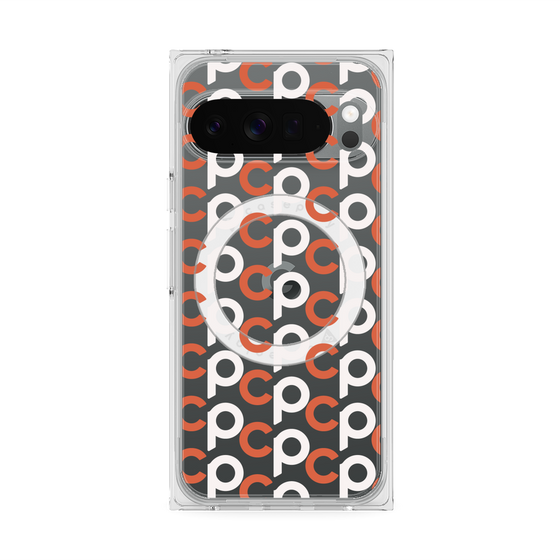 プレミアムスクエアケース with Pixelsnap［ オリジナル - CASEPLAYイニシャル総柄 - オレンジ ］