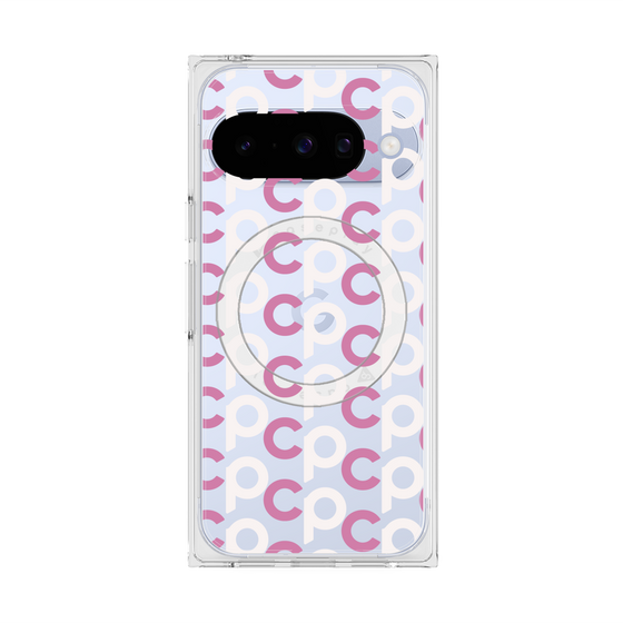 プレミアムスクエアケース with Pixelsnap［ オリジナル - CASEPLAYイニシャル総柄 - ピンク ］
