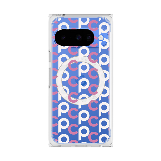 プレミアムスクエアケース with Pixelsnap［ オリジナル - CASEPLAYイニシャル総柄 - ピンク ］