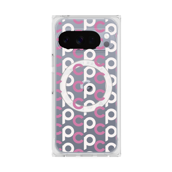 プレミアムスクエアケース with Pixelsnap［ オリジナル - CASEPLAYイニシャル総柄 - ピンク ］