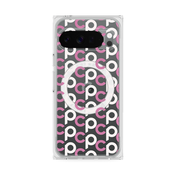 プレミアムスクエアケース with Pixelsnap［ オリジナル - CASEPLAYイニシャル総柄 - ピンク ］