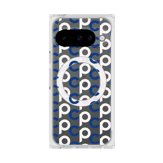 プレミアムスクエアケース with Pixelsnap［ オリジナル - CASEPLAYイニシャル総柄 - ネイビー ］