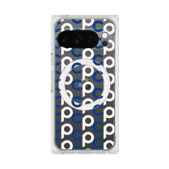 プレミアムスクエアケース with Pixelsnap［ オリジナル - CASEPLAYイニシャル総柄 - ネイビー ］