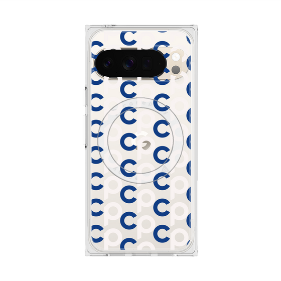 プレミアムスクエアケース with Pixelsnap［ オリジナル - CASEPLAYイニシャル総柄 - ネイビー ］