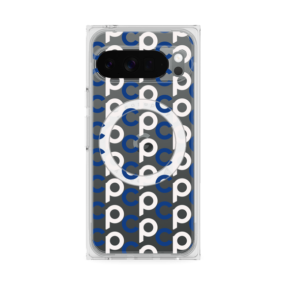 プレミアムスクエアケース with Pixelsnap［ オリジナル - CASEPLAYイニシャル総柄 - ネイビー ］