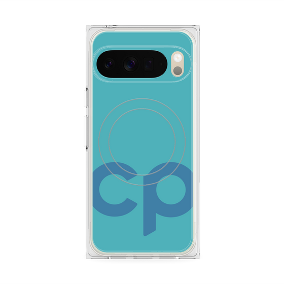 プレミアムスクエアケース with Pixelsnap［ オリジナル - CASEPLAYイニシャル - ライトブルー ］