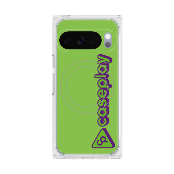 プレミアムスクエアケース with Pixelsnap［ オリジナル - CASEPLAYロゴタイプ - グリーン ］