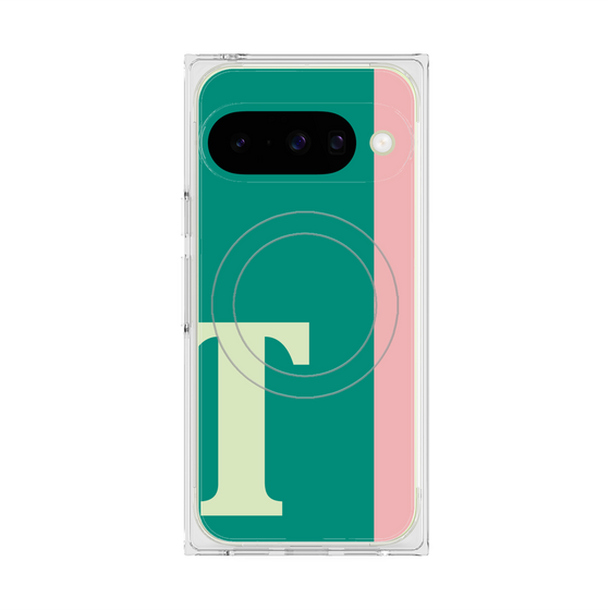 プレミアムスクエアケース with Pixelsnap［ オリジナル - initial color line - T green ］