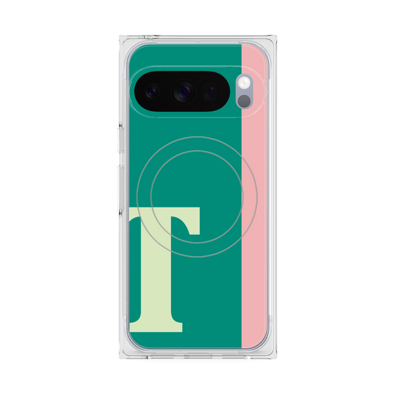 プレミアムスクエアケース with Pixelsnap［ オリジナル - initial color line - T green ］