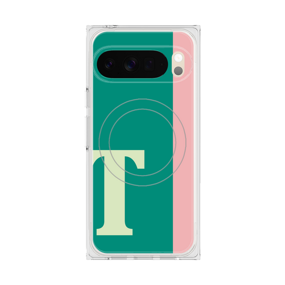プレミアムスクエアケース with Pixelsnap［ オリジナル - initial color line - T green ］