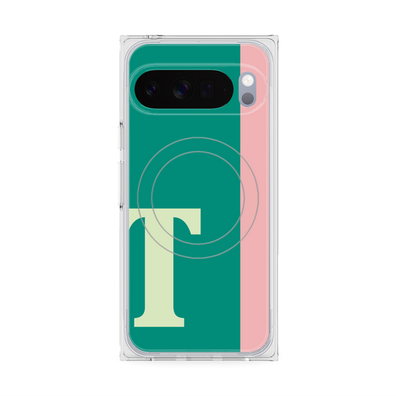 プレミアムスクエアケース with Pixelsnap［ オリジナル - initial color line - T green ］
