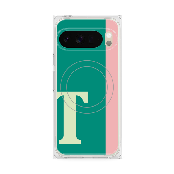 プレミアムスクエアケース with Pixelsnap［ オリジナル - initial color line - T green ］