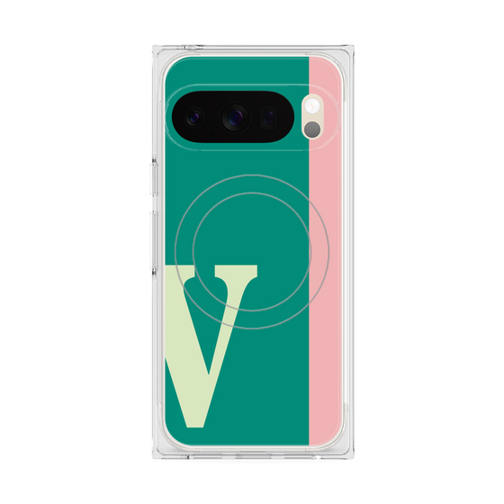 プレミアムスクエアケース with Pixelsnap［ オリジナル - initial color line - V green ］
