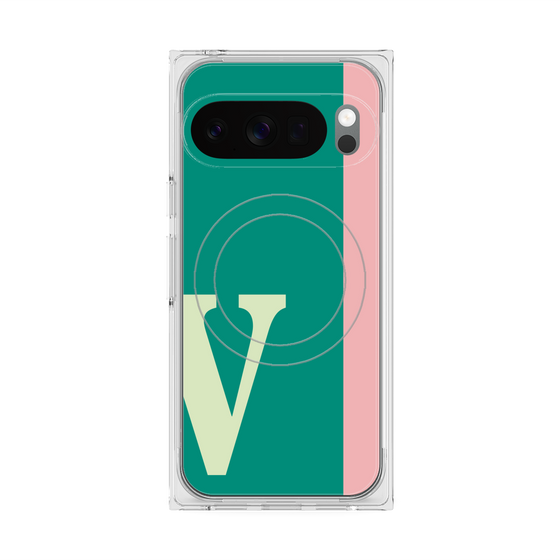 プレミアムスクエアケース with Pixelsnap［ オリジナル - initial color line - V green ］