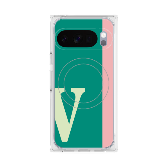 プレミアムスクエアケース with Pixelsnap［ オリジナル - initial color line - V green ］